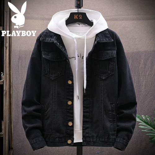 Playboy, Tide, демисезонная джинсовая мужская куртка для отдыха, в корейском стиле, оверсайз