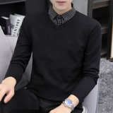 Демисезонный комплект, свитер, трендовая трикотажная шерстяная рубашка, в корейском стиле, облегающий крой