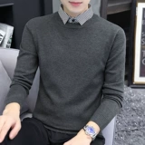 Демисезонный комплект, свитер, трендовая трикотажная шерстяная рубашка, в корейском стиле, облегающий крой