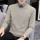 Демисезонный комплект, свитер, трендовая трикотажная шерстяная рубашка, в корейском стиле, облегающий крой