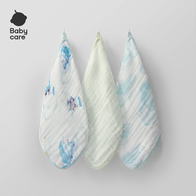 babycare婴儿口水巾新生儿用品纱布方巾儿童宝宝纯棉洗脸毛巾
