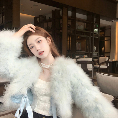 taobao agent Doggyqin Princess Sissi/True Fur Water Jacket Female Women's Winter temperament Young Short Shirt