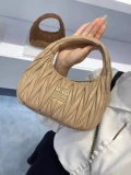 法国直邮MiuMiu缪缪正品褶皱小羊皮云朵包单肩腋下包手提斜跨女包