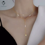 Ожерелье с кисточками, модная цепочка до ключиц, золото 14 карат, простой и элегантный дизайн, легкий роскошный стиль