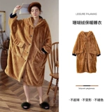 安之伴 Коралловый бархатный демисезонный банный халат, удерживающая тепло утепленная фланелевая пижама