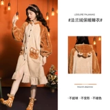 安之伴 Коралловый бархатный демисезонный банный халат, удерживающая тепло утепленная фланелевая пижама