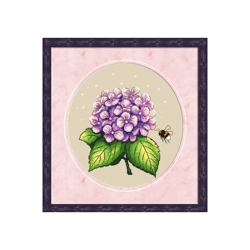 小小鱼DMC十字绣线 B1513蜜蜂和绣球花 植物花卉亚麻绣布套件 Изображение 1