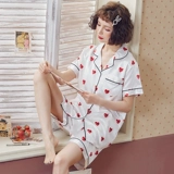 Летняя пижама, шелковый тонкий комплект, короткий рукав, в корейском стиле