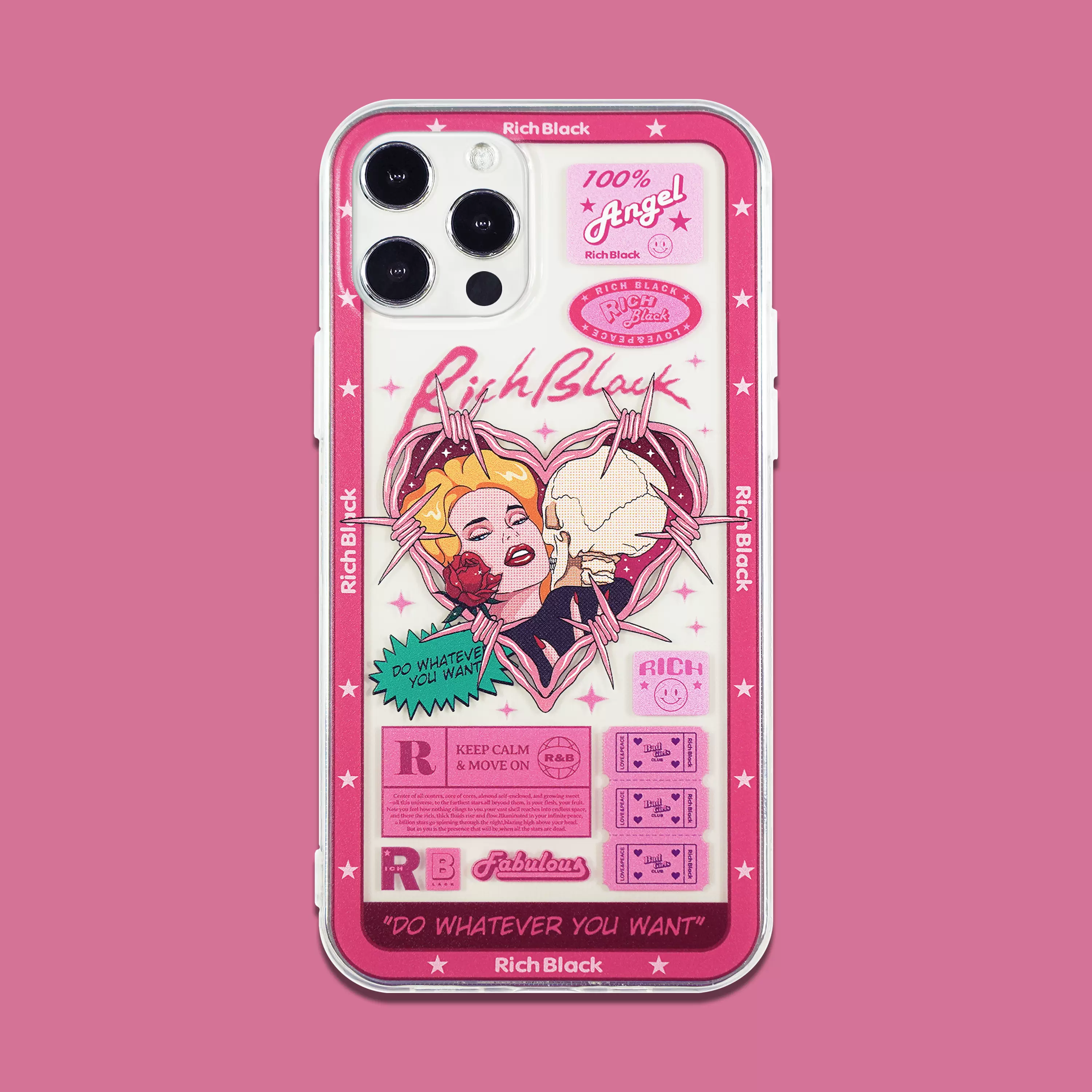 Richblack原創設計骷髏電話先生透紫全包邊手機保護殼iphone12promax
