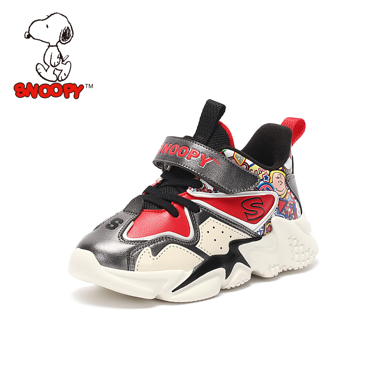 Snoopy children's shoes student 31-37 size plus velvet warm children's running shoes 2020 winter boys sports shoes trend