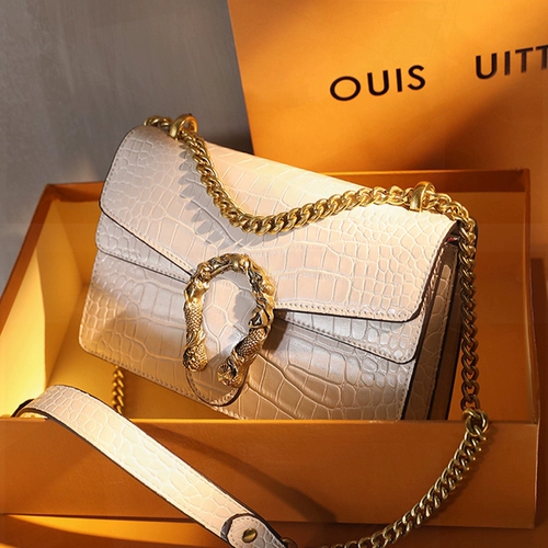 Сумка через плечо, цепь, белая небольшая сумка, Гонконг, из натуральной кожи