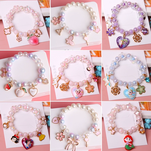 Детская подвеска для принцессы, детский аксессуар, мультяшный браслет из бисера, браслет из бусин, ювелирный шарм