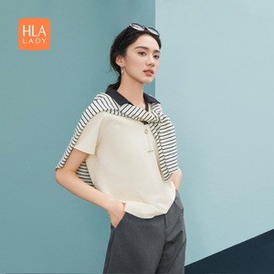 HLA/海澜之家sportsday马术运动短袖POLO衫24夏季新翻领上衣女装