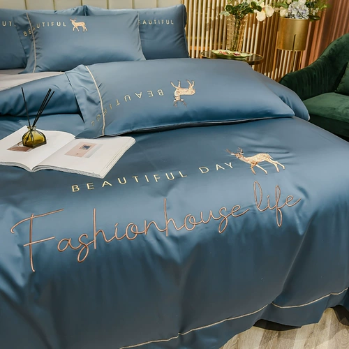 Брендовый летний шелковый комплект, простыня, пододеяльник, покрывало, скандинавский стиль, легкий роскошный стиль, 4 предмета, европейский стиль