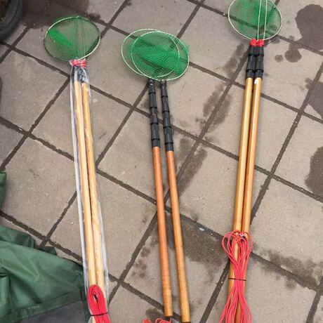 闪电发货双杆任意伸缩定位玻璃纤维捞网鱼捞鱼杆捕鱼杆绝缘抄网