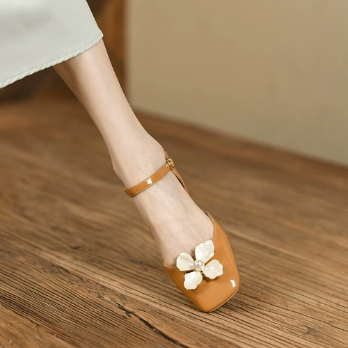 Летние сандалии из жемчуга, обувь, туфли, 2023, по фигуре, из натуральной кожи, в цветочек
