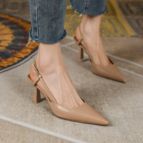 Высокая летняя обувь с заостренным носом, сандалии, французский стиль, 2023