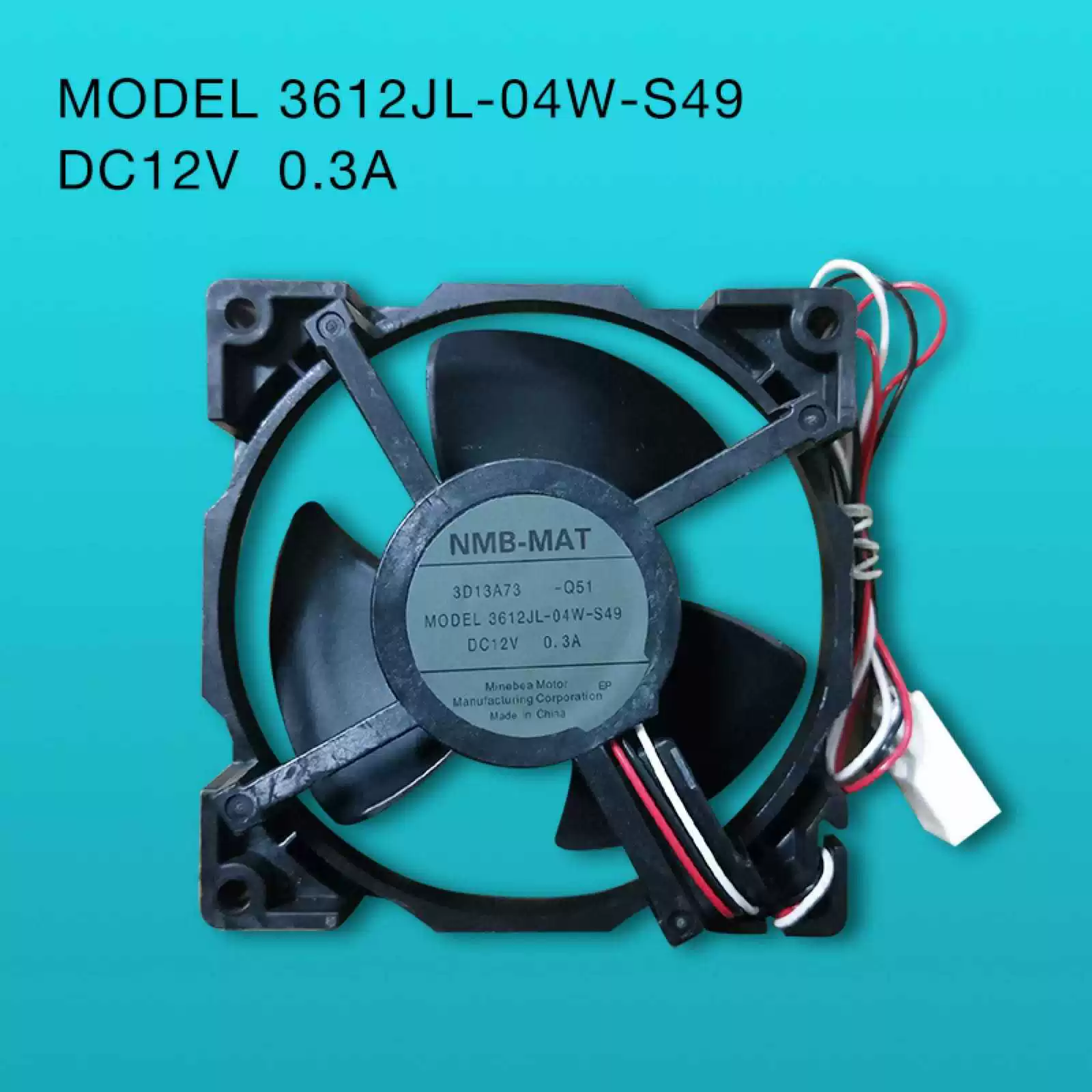 NMB-MAT MODEL 3612JL-04W-S49 12V 0.3A refrigerator fan 9.2cm