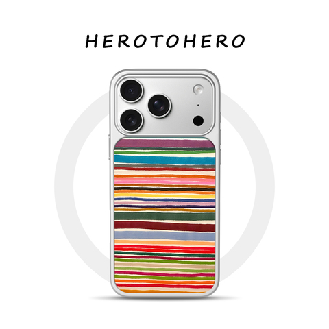 Rainbow Stripes Art Illustration With MagSafe, Two-Tone Design, Textured Brushstroke Finish, Black Frame – Pro/Plus/Max/Air