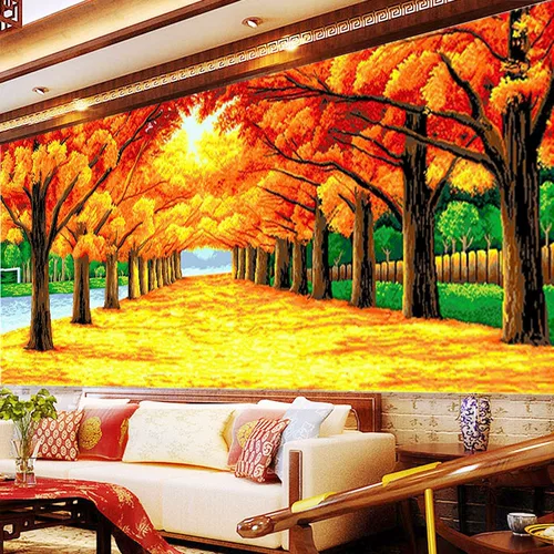 Бриллиантовая живопись 2021 Новая паста из гостиной кирпичная кросс -стежка золото, полное бриллиантовых вышивших пейзажей крупная хрустальная вышивка из бусинки