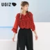 UGIZ mùa hè phong cách mới của phụ nữ Hàn Quốc đơn giản giản dị áo sơ mi voan chấm bi hàng đầu nữ UBSB550A - Áo sơ mi Áo sơ mi