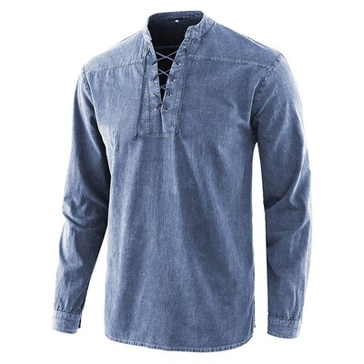 taobao agent New men's tie -dye long -sleeved top EABY medieval air -eyed performance stage service