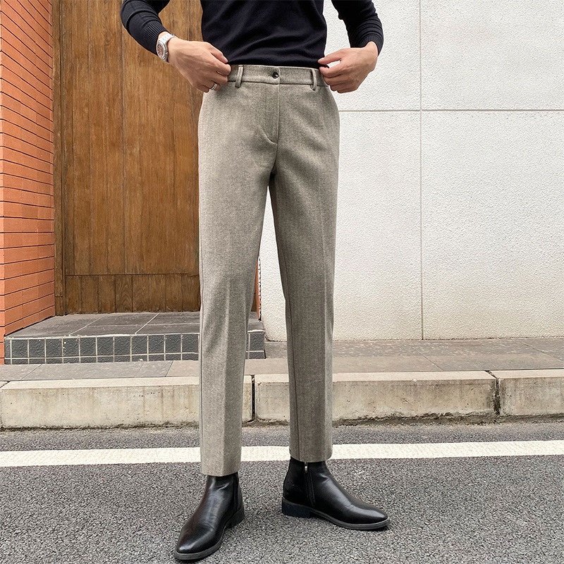 Khaki cropped pants (high quality)