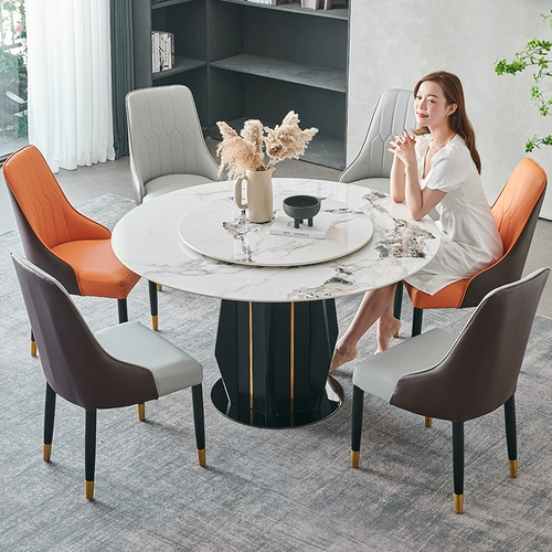 Сплошная древесина Яркая световая панель Стол Круглый столик дизайнер ротор дизайнер высокий дом маленький квартира круглый обеденный стол и комбинация стула