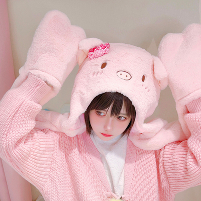 taobao agent Pig Bao hat scarf original cute plush, warm and warm autumn and winter two -dimensional nanacoxstoryteller joint name
