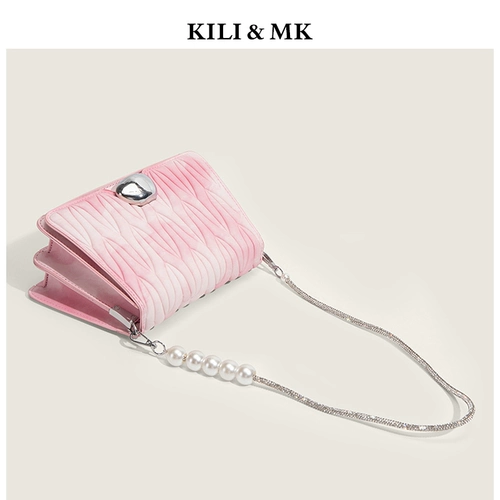 Розовая цепь из жемчуга, сумка подмышку, небольшая сумка, сумка через плечо, премиум класс, коллекция 2023