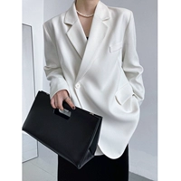 Белый расширенный дизайнерский пиджак классического кроя, ретро топ для отдыха, термобелье, тренд сезона, в корейском стиле, по фигуре