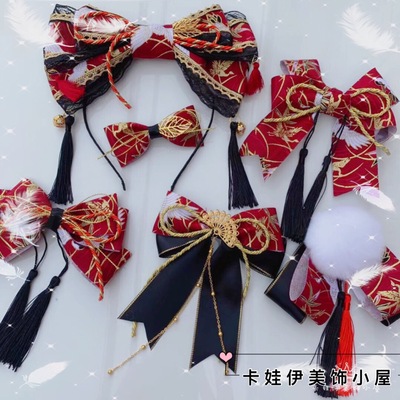 taobao agent Free shipping Japanese lolita soft girl and romantic black -red bow hair hoe KC can take the crane to return to the hair clip