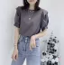 Phụ nữ mùa hè mới năm 2021 áo thun tay phồng phụ nữ ngắn tay phiên bản Hàn Quốc lỏng lẻo và mỏng tính khí phong cách phương tây hàng đầu - Áo phông Áo phông