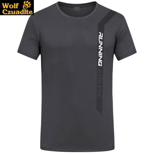 Летняя спортивная шелковая быстросохнущая эластичная дышащая футболка с коротким рукавом, оверсайз, для бега, сделано на заказ