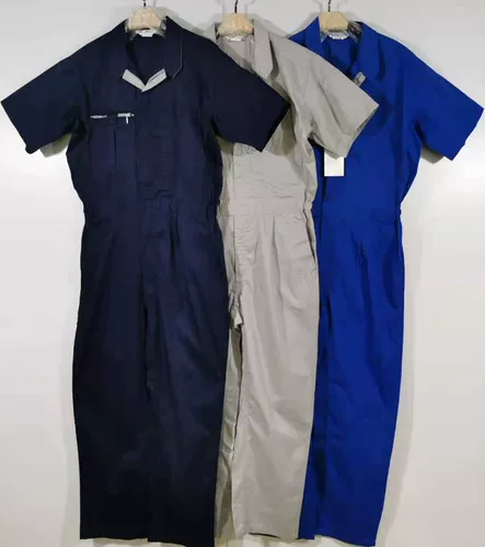 Summer Youth Short -sleeved Convined Factory Workshop Работник голубое светло -серый хлопковой ткань смешанную ткань