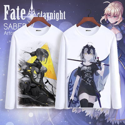 taobao agent Fate Go Anime Surrounding Black Jeanne Virgin Saber autumn and winter men's and women's two -dimensional long -sleeved T -shirt