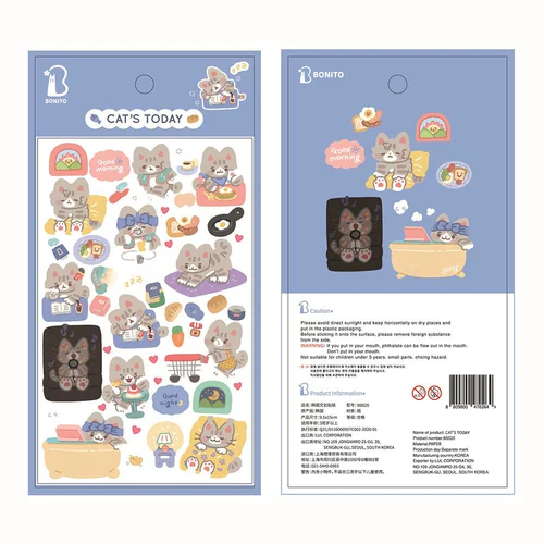 Корейская наклейка на бонито сегодня милая кошка ежедневная ручная учетная запись материал DIY Декоративные наклейки