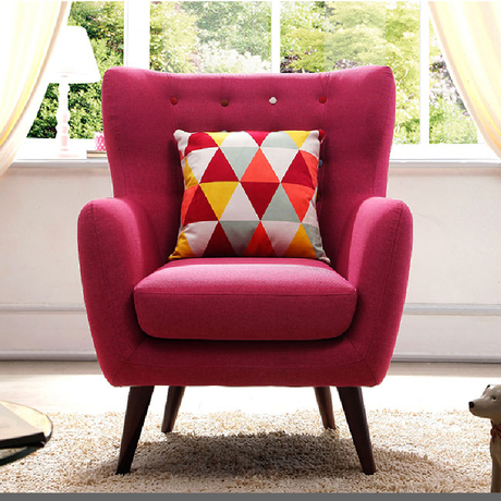 新款美式客厅实木布艺单人沙发北欧简约宜家个性老虎椅舒适休闲椅