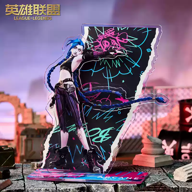 Arcane League of Legends LOL – Série Cenas de Batalha em Suporte de Acrílico – Jinx, Vi, Ekko, Caitlyn – 17cm (Riot Games) – Jinx