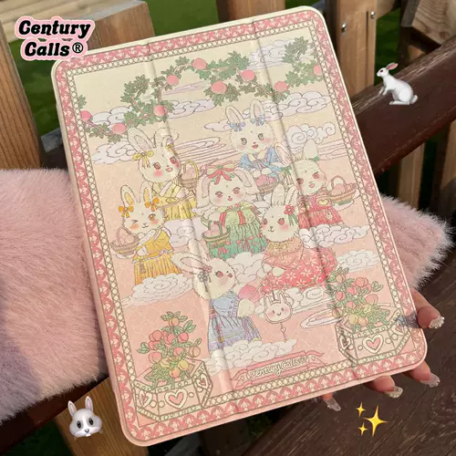 [Sianbutu Pan Peach Club] Корт Розовый и Симпатичная Девушка Старший Старший IPAD Shell Plablet Case Case iPadpro защитный крышка Air3/4/5
