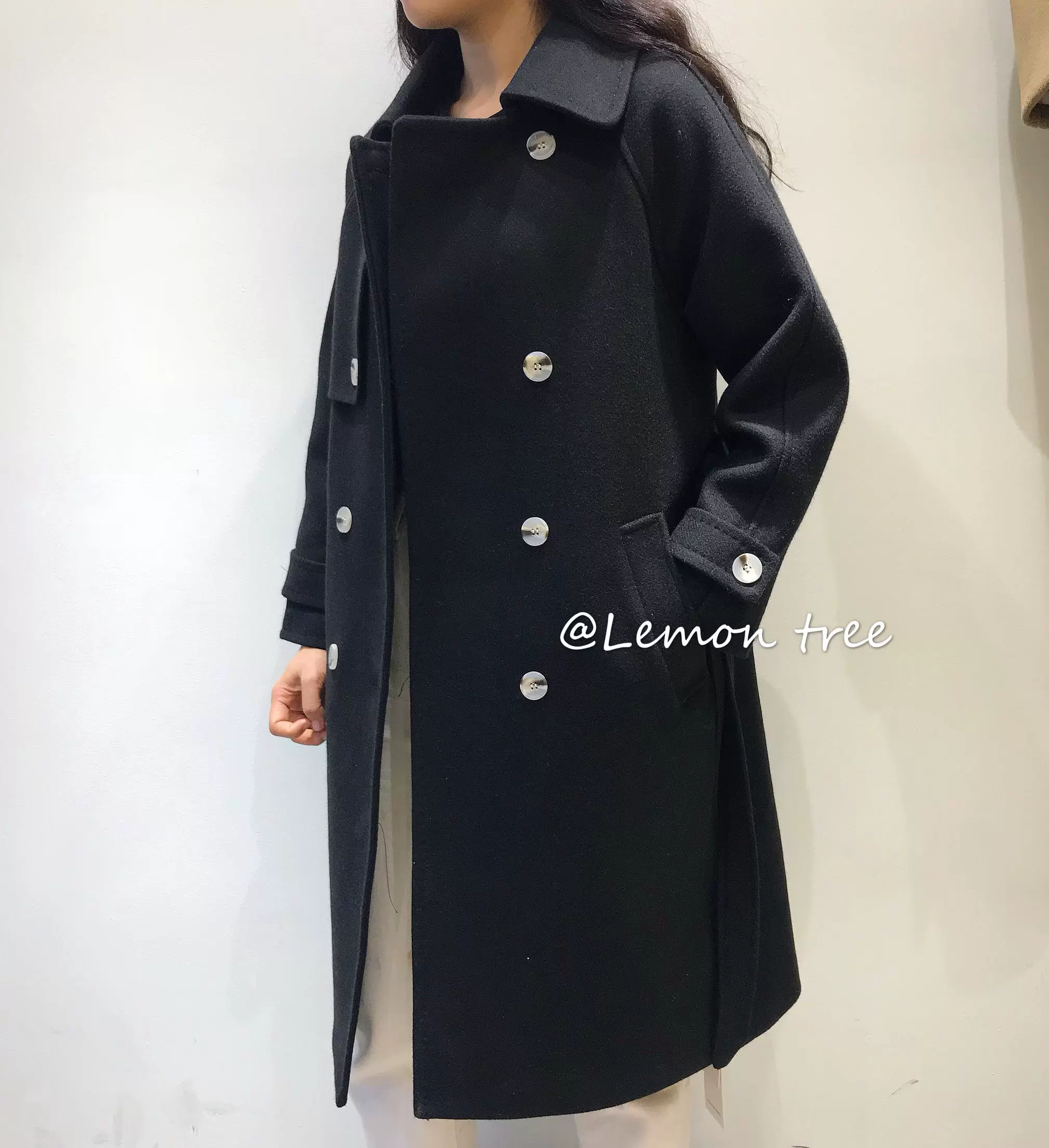 月亮与花野家马海毛娃娃领加棉显瘦中长呢子大衣配包包两件套