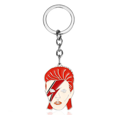 taobao agent European and American pop singer David Bowie avatar cartoon keychain necklace manufacturers direct sales of Wish hot sale