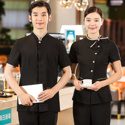 2022 рабочая одежда для официанта с коротким рукавом, одежда для китайского ресторана, общественного питания, ресторана, чайного домика, женская летняя одежда