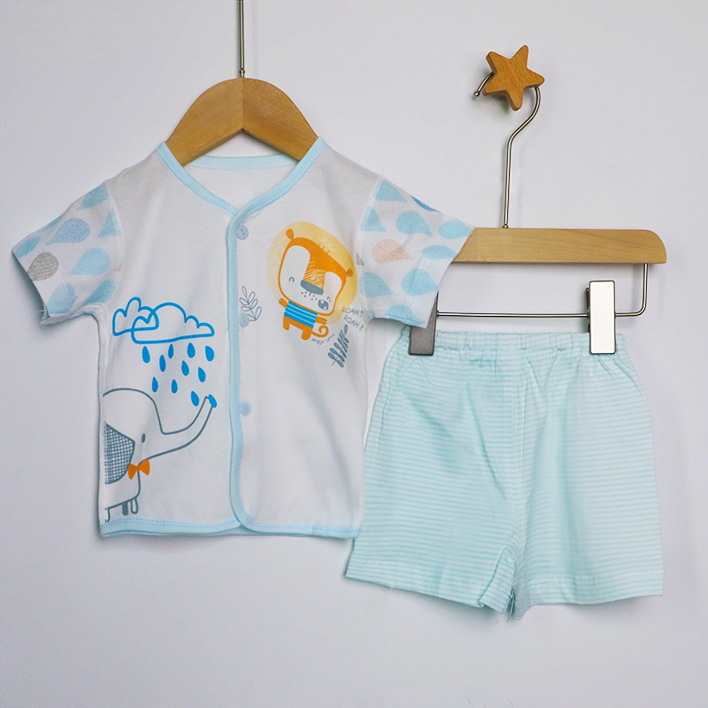 【拍2】母婴坊纯棉儿童夏日T恤短裤两件套