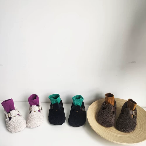 Флисовая удерживающая тепло детская зимняя обувь для раннего возраста, 1-5 лет, в корейском стиле