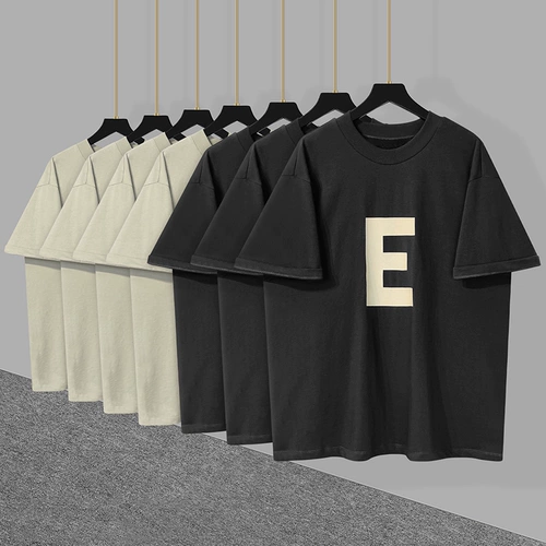Футболка, оверсайз, буква E, короткий рукав, в американском стиле