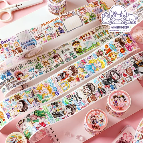 芯陌 Лента, наклейка, высококачественная мультяшная бумажная сетка, популярно в интернете, планировщик