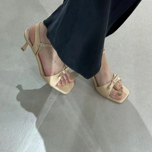 Высокие сандалии с бантиком, летняя обувь, туфли на высоком каблуке, тапочки, коллекция 2022, популярно в интернете, французский стиль