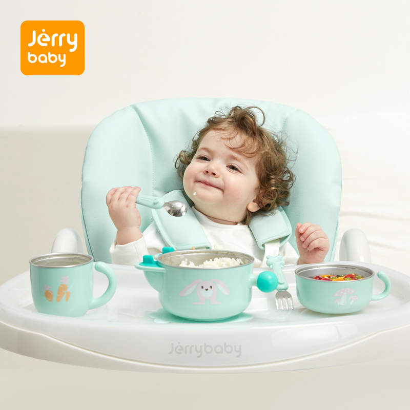 jerrybaby婴儿辅食碗宝宝碗勺套装儿童餐具注水保温碗吃饭吸盘碗