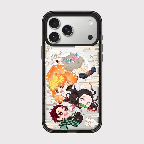 Demon Slayer Nezuko Tanjiro Zenitsu Inosuke Orange Green Blue iPhone Case